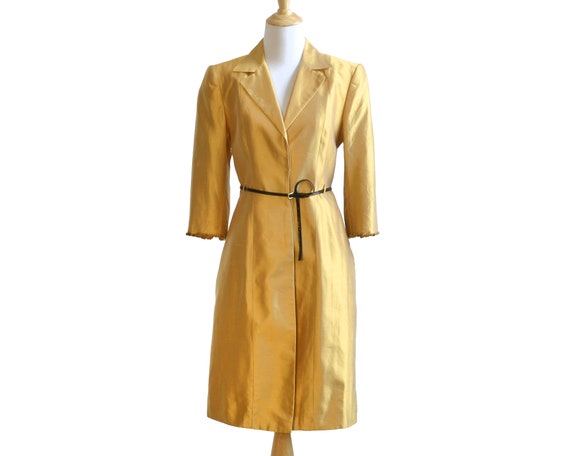 Lela Rose Marigold Silk Embellished Coat Dress