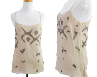 Gianfranco Ferré Silk Camisole Sleeveless Top Heavily Embellished with Glass Beading