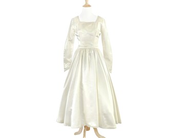 Vintage 1950s Marshall Field & Co. Ivory Satin Wedding Gown