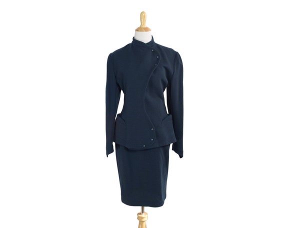 Vintage 80s Thierry Mugler Navy Skirt Suit