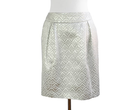 Moschino Metallic Silk and Wool Brocade Mini Skirt - image 1