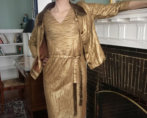 Numbered Jean Dessès Prêt-à-Porter Gold Lamé and S