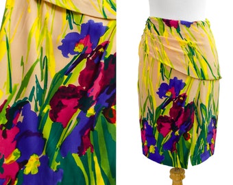 Blumarine Abstracted Floral Print Silk Mini Skirt
