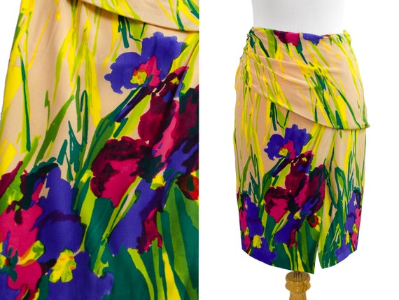 Blumarine Abstracted Floral Print Silk Mini Skirt - image 1