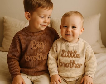 Personalized Baby Name Sweater, Embroidered Children's Sweatshirt, Newborn Gift , Big Sister Little Sister/Little Brother Big Brother