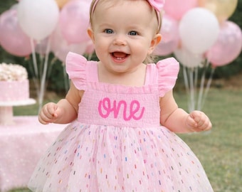 Strój na pierwsze urodziny dziewczynki, jednoczęściowa sukienka, strój na rozbijanie tortu, kombinezon tutu na pierwsze urodziny, różowo-lawendowo-beżowy