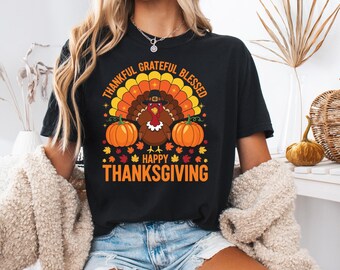 Happy Thanksgiving Turkey PNG, Fall Patchwork Design (Digital Download)