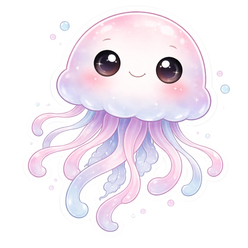 Imágenes prediseñadas de 20 animales marinos: tiburón, medusa, arte infantil, imágenes prediseñadas de animales marinos, lindos animales en acuarela, animales del océano, descarga digital imagen 15