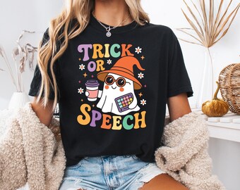 Trick or Speech Ghost PNG, Halloween SLP Clipart (Digital Download)