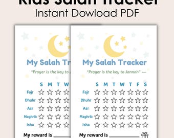 Kids Salah Tracker: Islamic Prayer Chart, Ramadan Activity (Printable PDF)