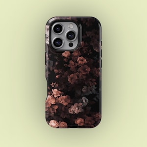 Gothic Dark Floral Rose Phone Case for iPhone 17 16 15 14 13 12 11 Pro Max, Academia Vintage Rose Flower Phone Case for Samsung Galaxy S25