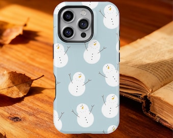 Cute Snowman Phone Case for iPhone 17 16 15 14 Pro Max, Winter Christmas Frosty Snow Cover, Samsung S25 S24 S23 Case, Holiday Gift for Her