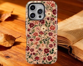 Wild Flower Phone Case Boho Flower Design for iPhone 17 16 15 14 13 12 11 Pro Max, Samsung Galaxy S25 S24 S23 S22 S21 S20 Ultra