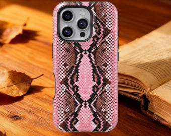 Coque de téléphone rose motif peau de serpent pour iPhone 17 16 15 14 13 12 Pro Max, coque de protection en python pour Samsung Galaxy S20 S21 S22