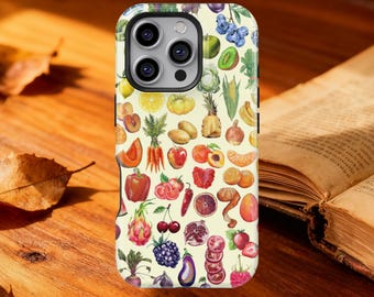 Fruit Veggie Collage Phone Case for iPhone 17 16 15 14 13 12 Mini Pro Max, Aesthetic Protective Cover for Samsung Galaxy S22 S23 S24 Ultra