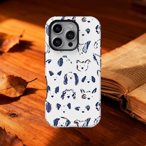 Dog Phone Case, Cute Puppy Pattern Dog Faces Phone Case For iPhone 17 16 15 14 + Magsafe, Samsung S26, Pet Lover Gift Aesthetic Animal Cover