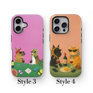 May include: Two phone cases featuring animal illustrations. One case is pink with dogs, the other is peach with a cat and dog. The cases have the text "Style 3" and "Style 4" at the bottom, perfect for animal lovers.