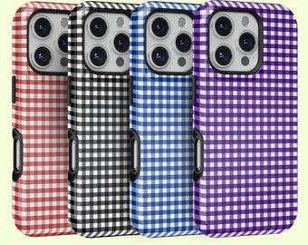 Boho Gingham Checkered Phone Case for iPhone 17 16 15 14 13 12 11 Pro Max Mini, Retro Plaid Pattern Cover for Samsung S25 S24 S23 S22 Ultra