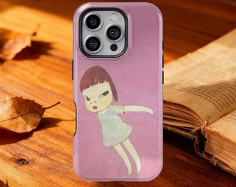 Yoshitomo Nara Pink Full Colored Phone Cover for iPhone 17 16 15 14 13 12 11 Pro Max MagSafe Case,  Samsung S20 S21 S22 S23 S24 S25 Ultra