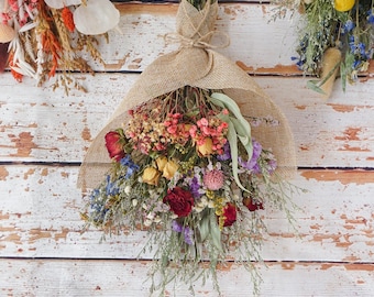 Boho Rose Dried Flower Bouquet Wedding Favor Bulk customized 12-inch bouquet Home Decor