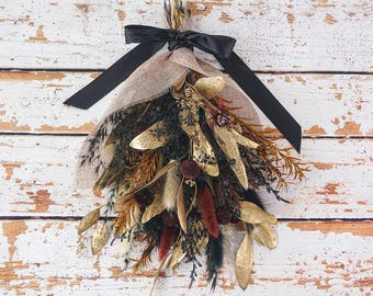 Ramo de boda gótico seco, guirnalda rústica de otoño para puerta, recuerdo de boda, ramo personalizado a granel de 33 cm.