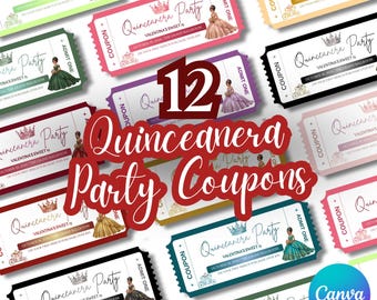 Tienda de artículos de Quinceañera Boleto para fiesta de Quinceañera Cupón para fiesta de dulces 16 Recuerdos de fiesta de Quinceañera Boleto de regalo personalizado para Quinceañera
