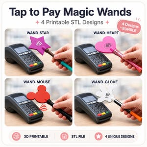 Tap-to-Pay-Zauberstab-STL-Bundle, Zauberstab-Kreditkartenhalter, Zauberstab-Kreditkartenhalter (STL-Datei), 3D-Tap-to-Pay-Zauberstäbe, Zauberstab (3D-Datei)