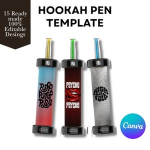 15 Professional Hookah Pen Mockup Templates Olit Hookah Template Hookah Pen Sticker Drag & Drop Ready Canva Vape Wrap HighRes Digital Design