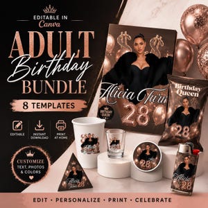 Adult Birthday Party Favor Templates Bundle Editable Canva Template Olit Hookah Label Template Lighter Label Styrofoam Cup Label Cigar Wrap