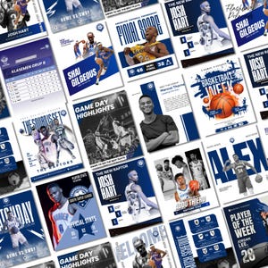 Basketball Social Media Templates Match Day Canva Templates Game Day Player Spotlights Canva Templates Basketball Poster Player of the Month