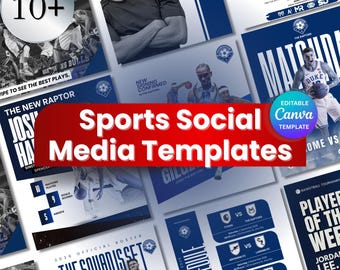 Sjablonen voor sport sociale media, sportcanva-sjabloon, bewerkbare Baseball Game Day & Player Spotlights-canvasjablonen, Instant Download