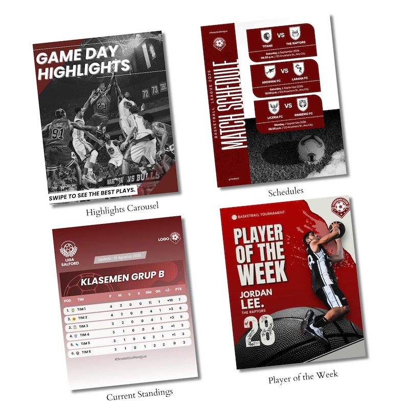 Sports Social Media Templates, Sports Canva Template, Editable Baseball Game Day & Player Spotlights Canva Templates,  Instant Download