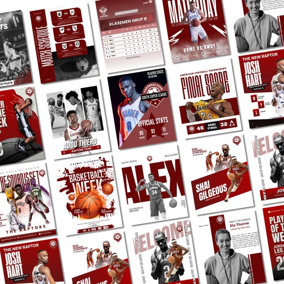 Basketball Social Media Templates Match Day Canva Templates Game Day Player Spotlights Canva Templates Basketball Poster Player of the Month