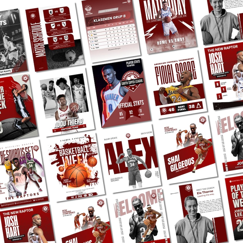 Sports Social Media Templates, Sports Canva Template, Editable Baseball Game Day & Player Spotlights Canva Templates,  Instant Download