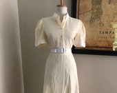 Womens 50 39 s Dress Short Sleeve 1950 39 s 60s Shirtdress Vintage Yellow Cotton Day Dress for Women Size Medium I Love Lucy Costume