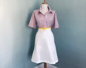 Vintage White Skirt Womens 60s White Retro Polyester A Line Skirt Mad Men Secretary Pinup Wiggle Skirt Rockabilly White Small Skirt