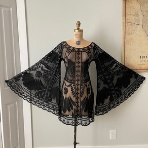 Lace Stevie Nicks Inspired Dress, Boho Black Lace Wedding Dress, Angel Sleeve Dress, Bohemian Lace Dress, Gothic Dress, Wedding Guest Dress