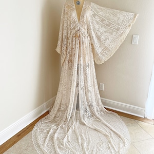 Ivory Boho Wedding Dress With Fringe Sleeves + Maternity Wedding Dress + Plunging + Photoshoot Dress + Maternity Lace Dress