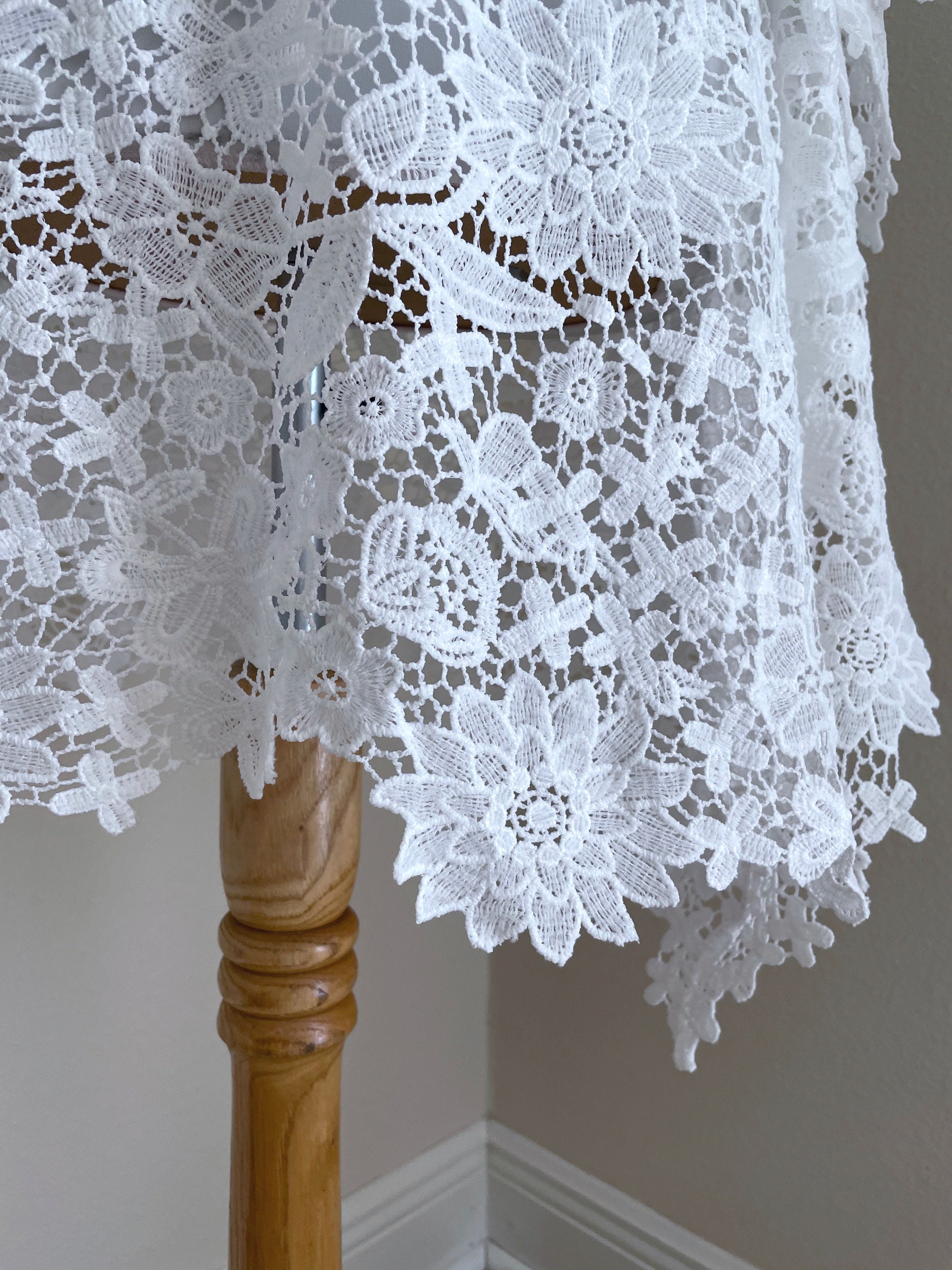 Short White Guipure Lace Boho Wedding Dress Long Bell Sleeve | Etsy