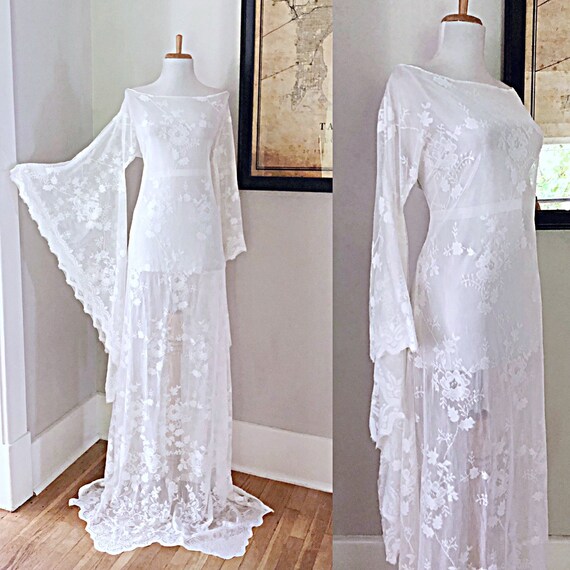 white lace hippie dress