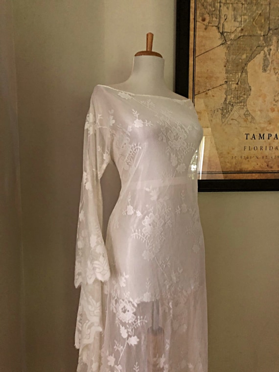 Ivory Lace Art Deco Lace Wedding Dress | BoHo 70s… - image 2