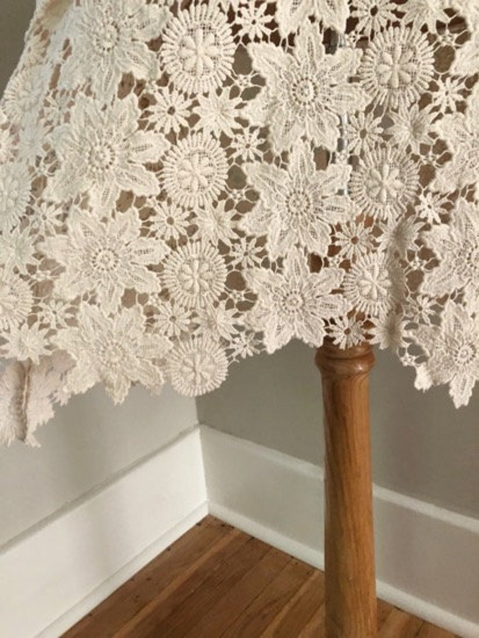 Bell Sleeve Vintage 70s Cream Crochet BoHo wedding Mini dress | Etsy
