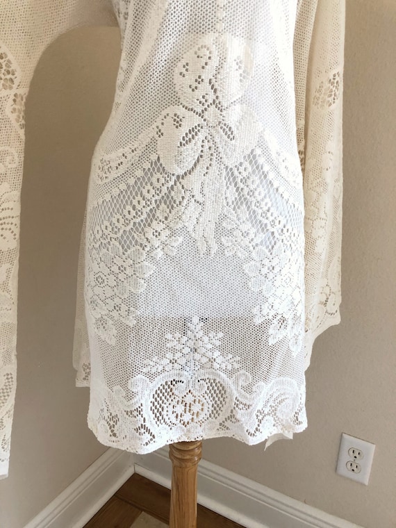 Cream Lace Wedding Dress | Vintage L XL BoHo Hipp… - image 2