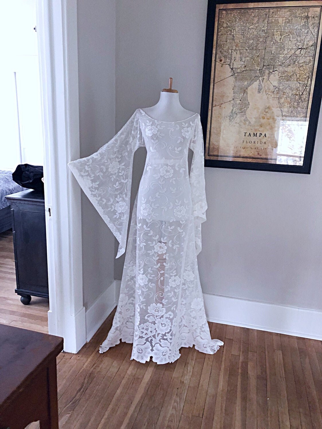 plus size white lace boho dress