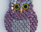 Owl Art Metal Bottle Cap Purple Owl Wall Art with Grape Soda Nugrape Bottlecaps