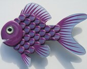 Goldfish Art Metal BottleCap Purple Fish Wall Art - GRAPE SODA Nugrape Bottlecap Art