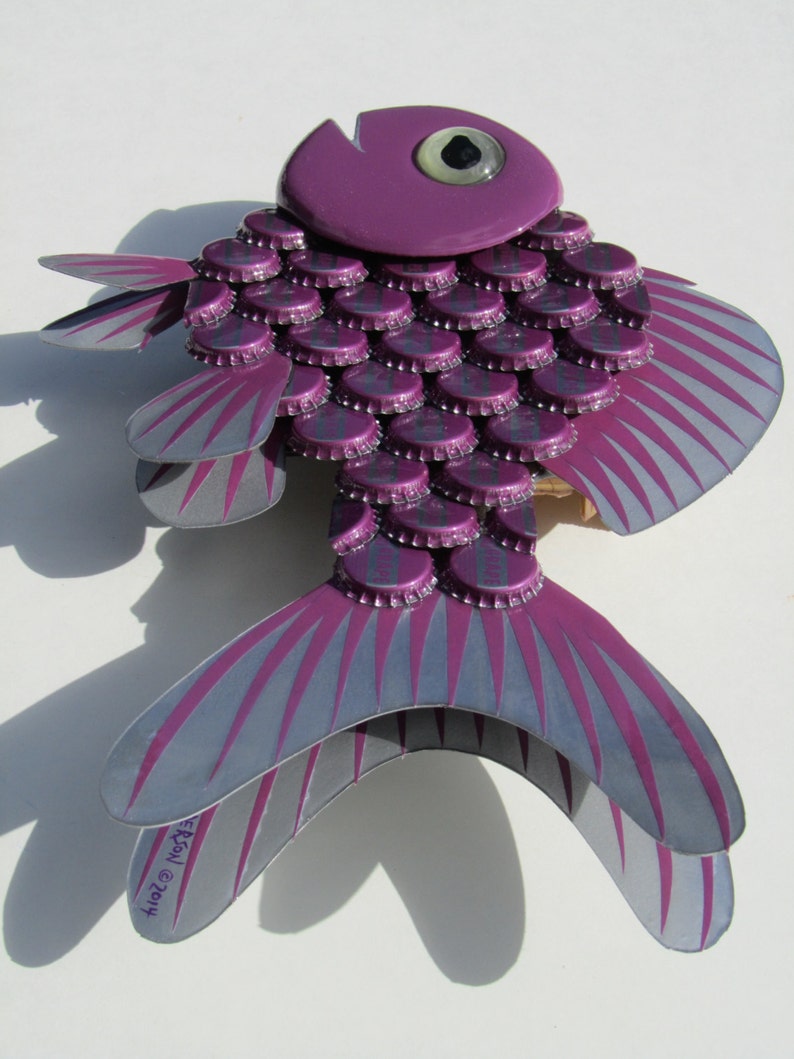Goldfish Art Metal BottleCap Purple Fish Wall Art GRAPE SODA Etsy
