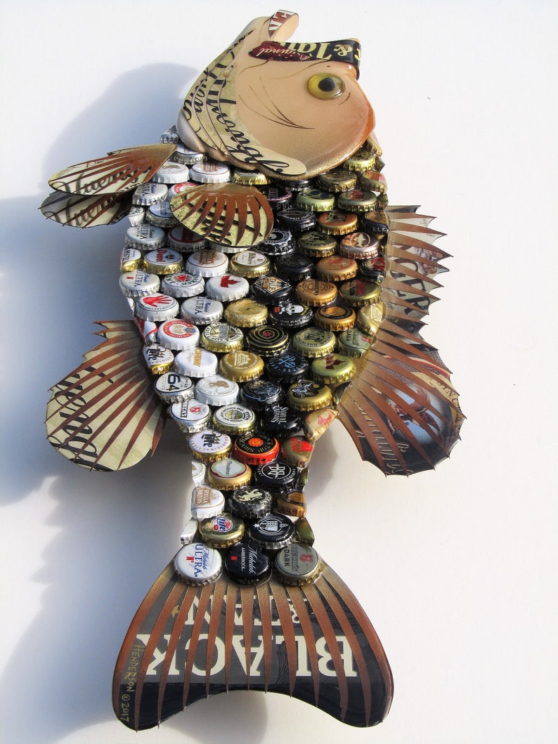 Metal Bottle Cap Wall Art Large Mouth Bass Etsy