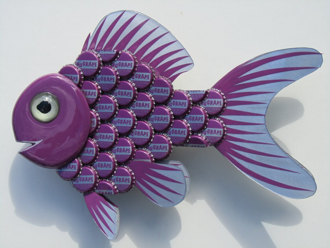 Goldfish Art Metal BottleCap Purple Fish Wall Art GRAPE SODA Etsy