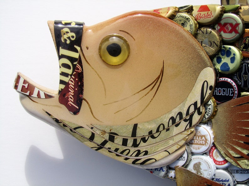 Metal Bottle Cap Wall Art Large Mouth Bass Etsy